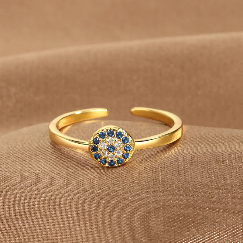 خواتم YILOUCD زرقاء زركون عيون الشيطان مفتوحة قابلة للتعديل، خواتم تركية محظوظة على شكل عين الحسد للنساء، مجوهرات زفاف