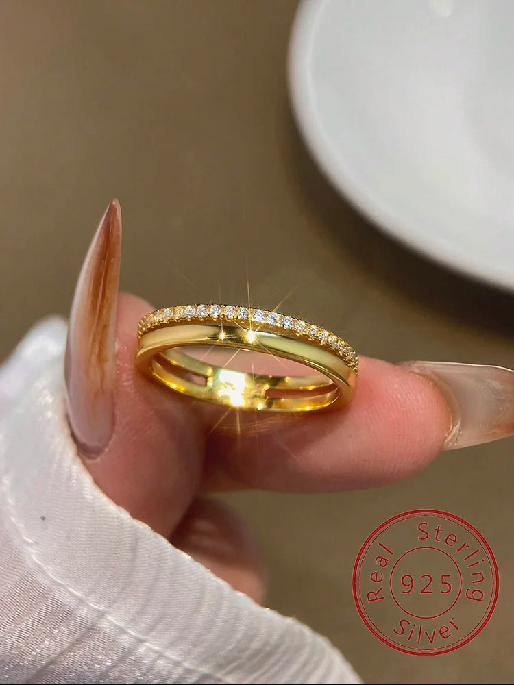 خاتم فضة إسترليني عيار 925 مرصع بالزركون الكلاسيكي المتلألئ، خاتم فاخر وأنيق من الزركون للنساء، مناسب للخطوبة والزفاف، قطعة مجوهرات راقية عالية الجودة