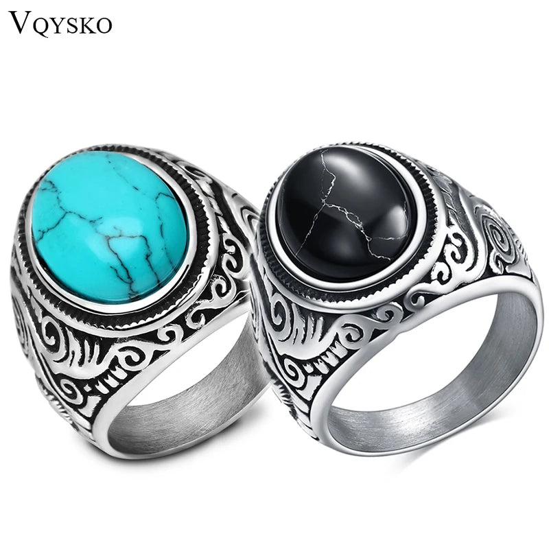 خاتم رجالي فاخر مرصع بالعقيق الأسود، مصنوع من التيتانيوم الصلب، بتصميم كلاسيكي أنيق، مثالي كهدية أو هدية مميزة للرجال. مناسب للحفلات والمناسبات الخاصة. خدمة التوصيل المباشر متوفرة.