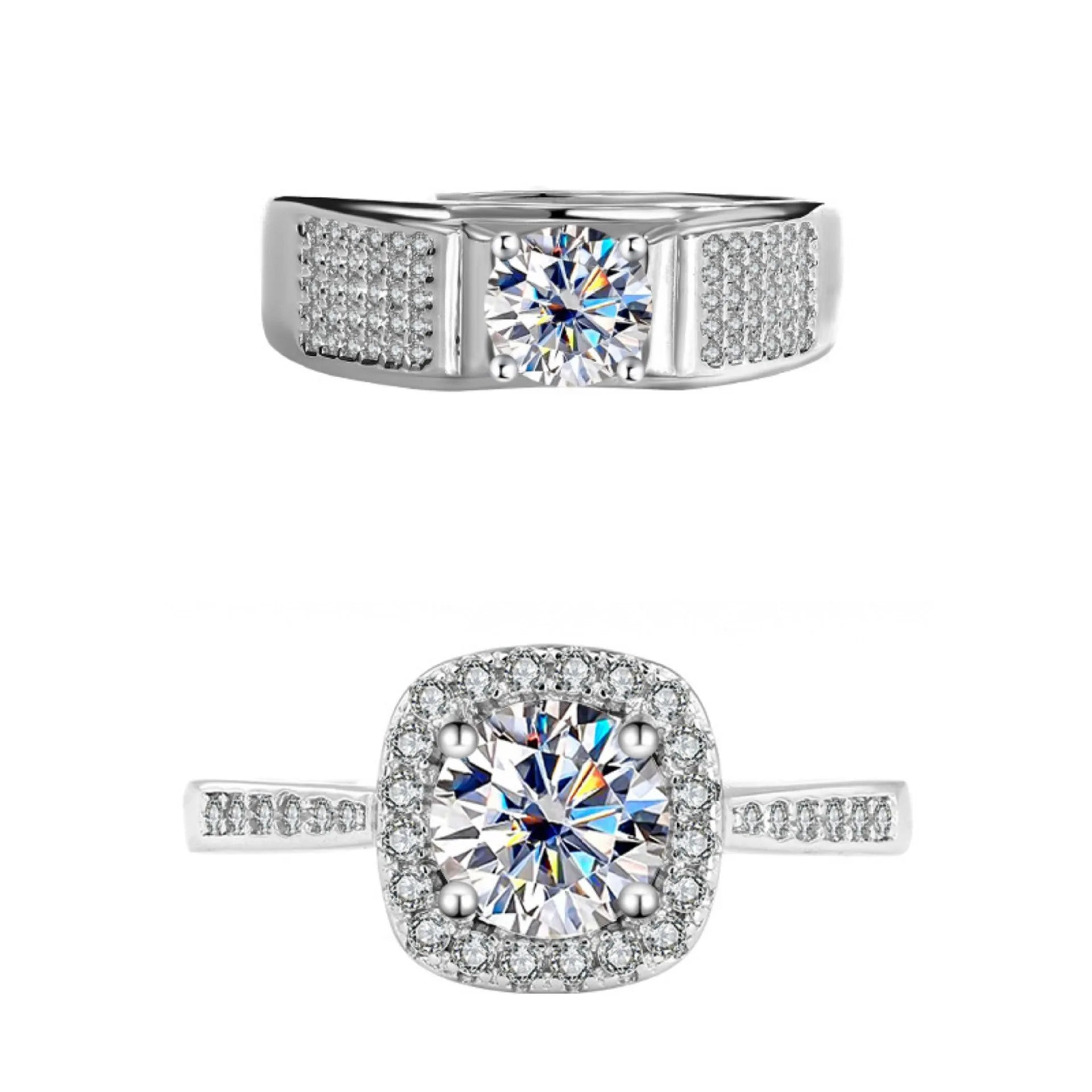 خواتم زوجية من الفضة عالية الجودة من حجر الموزانيت، زوج من مجوهرات الموزانيت للرجل والمرأة الراغبين في الزواج