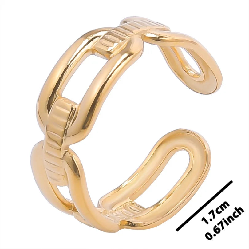 خواتم أنيقة مطلية بالذهب من الفولاذ المقاوم للصدأ، 6 قطع/مجموعة، بتصميمات زهور ونجوم وأوراق شجر وحب وثعبان، خواتم مجردة، مجوهرات نسائية بالجملة