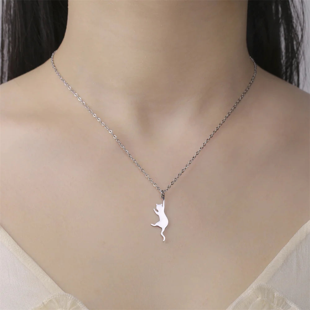 قلادات My Shape على شكل عظام قطة وسمكة للنساء والفتيات وحيوانات القطط الصغيرة وسلسلة عنق من الفولاذ المقاوم للصدأ ومجوهرات