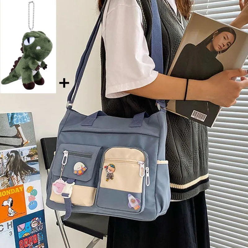 حقيبة يد نسائية من القماش النايلون المقاوم للماء، حقيبة كتف، حقيبة رسول يابانية، حقيبة كروس مدرسية للطالبات، حقيبة كتف للبنات
