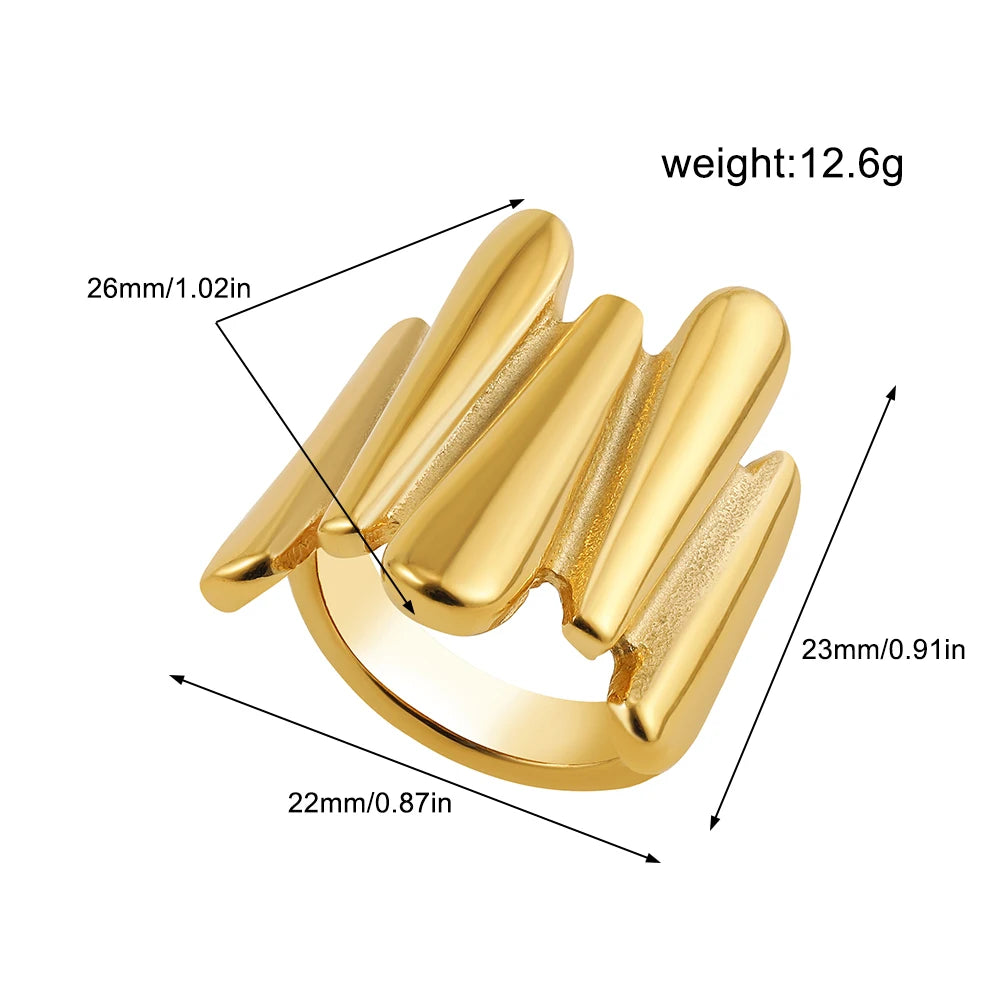 خواتم عتيقة من الفولاذ المقاوم للصدأ للنساء، بتصميم بانك، سميكة، غير منتظمة، ناعمة، قابلة للتعديل، مفتوحة، مجوهرات، هدايا زفاف