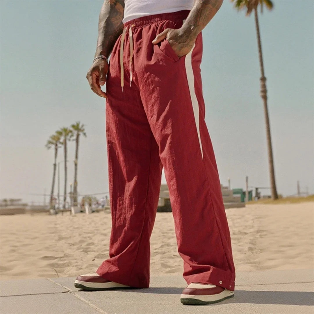 2025 Autumn New Track Pants Men's Loose Casual Pants Wide Leg Trendy Sports Splicing Breathable Pants American Sports Pants