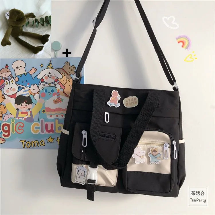 حقيبة يد نسائية من القماش النايلون المقاوم للماء، حقيبة كتف، حقيبة رسول يابانية، حقيبة كروس مدرسية للطالبات، حقيبة كتف للبنات