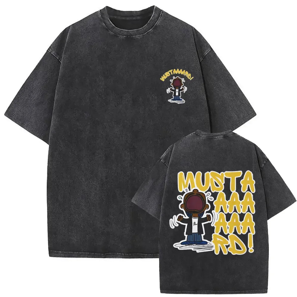 تي شيرت رجالي بتصميم ريترو مغسول من تصميم مغني الراب كندريك لامار، تي شيرت DAMN مطبوع عليه شعار الهيب هوب الحضري، مصنوع من القطن بنسبة 100% على الوجهين.