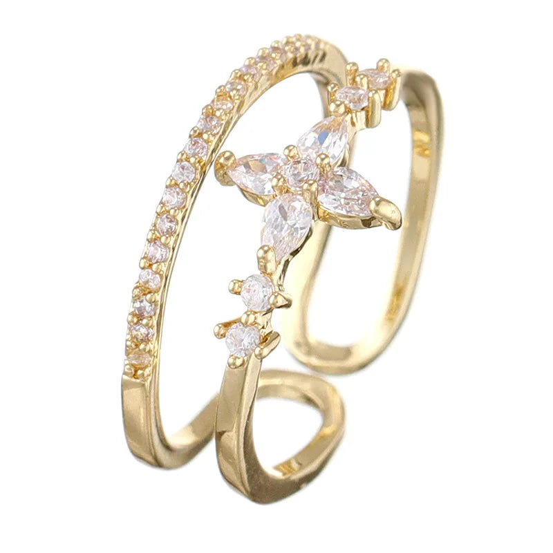 خاتم كريستالي أنيق قابل للتعديل بتصميم فرنسي عتيق للنساء، تصميم كوري أصلي جديد لعام 2022، إكسسوارات مجوهرات للبنات