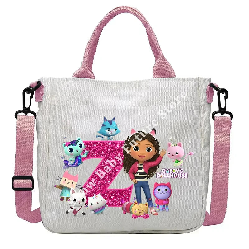 حقيبة كتف أنيقة بتصميم بيوت الدمى غابي للأولاد والبنات على شكل أنمي وحقيبة حمل أنيقة عليها حروف كرتونية وحقيبة يد من القماش وحقيبة كروس بودي وهدايا أعياد الميلاد