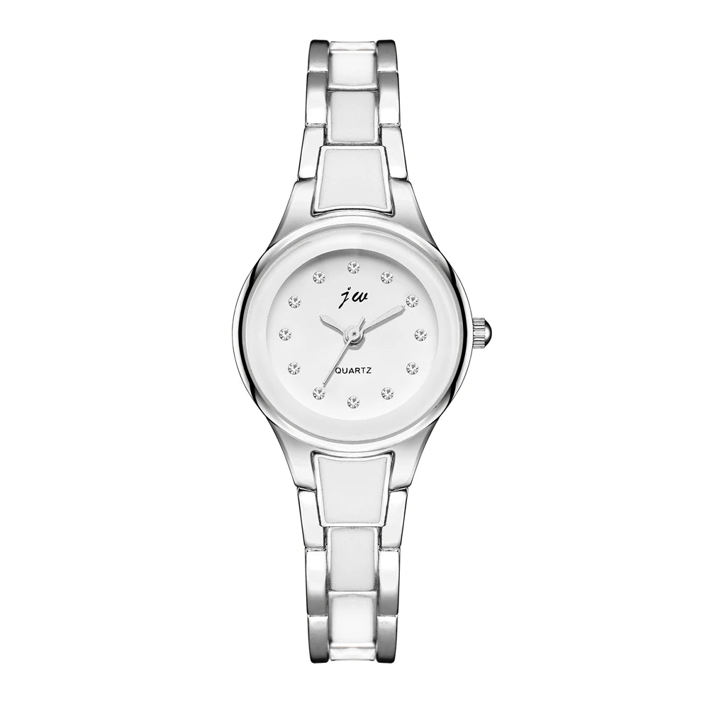 سوار أنيق وعصري من الذهب الوردي والفولاذ، مصنوع من الكوارتز، للنساء