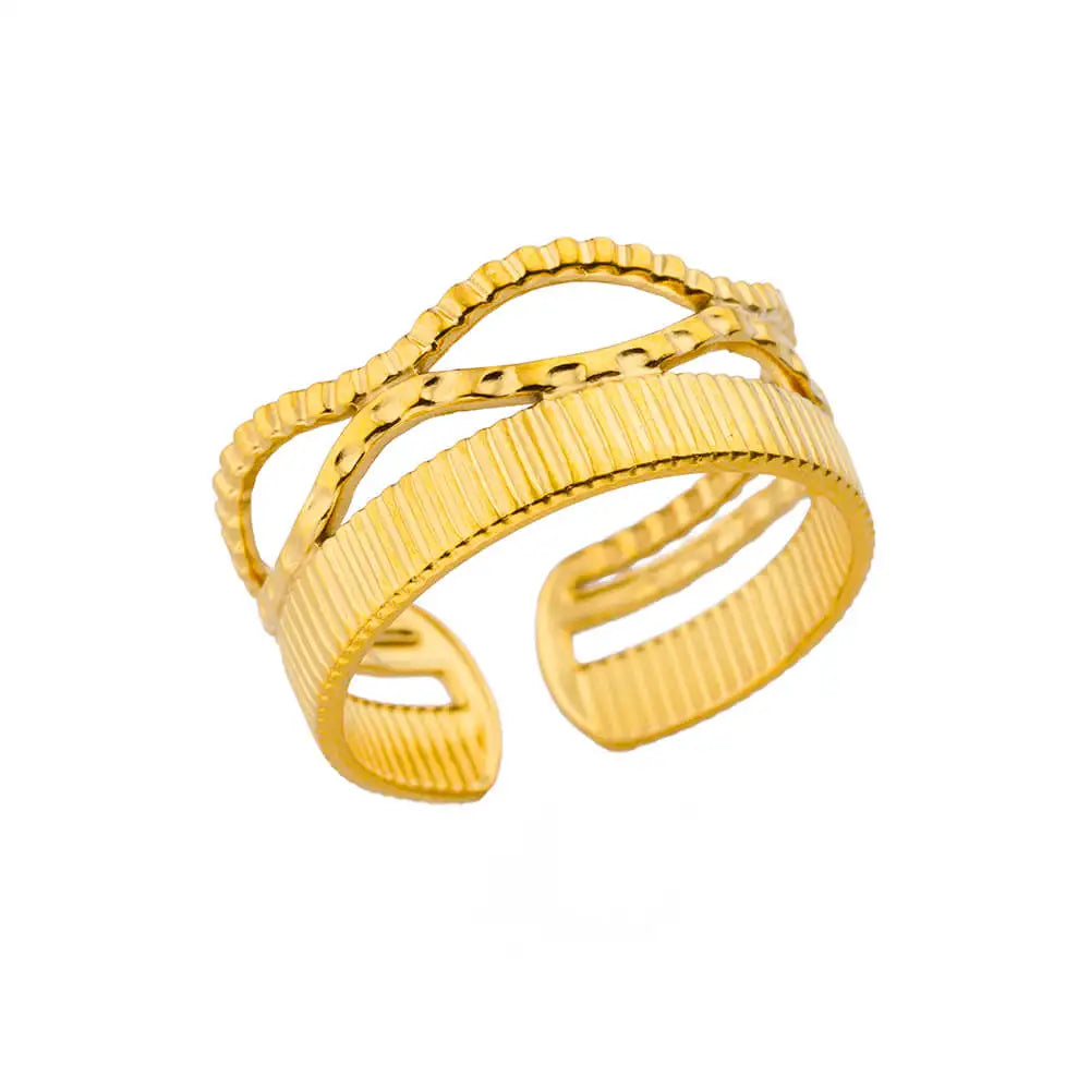 40 خاتمًا أنيقًا للنساء، خواتم من الفولاذ المقاوم للصدأ، خواتم كلاسيكية ذهبية اللون قابلة للتعديل، مجوهرات زفاف أنيقة، هدية، شحن مجاني