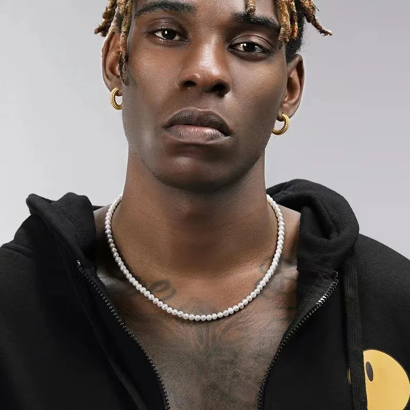 قلادة من اللؤلؤ للرجال، قلادة بسيطة مصنوعة يدويًا من الخرز، مجوهرات رجالية عصرية جديدة لعام 2022، قلادات حفلات الزفاف للفتيات