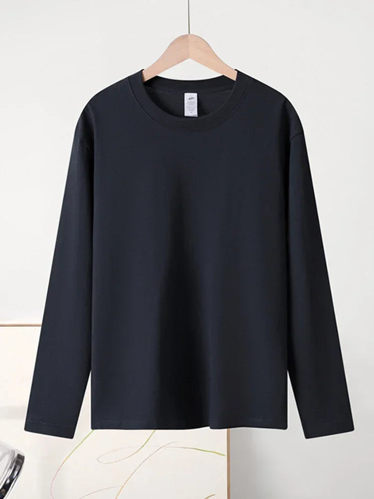 تي شيرت ستريم جيرل بأكمام طويلة للنساء مصنوع من القطن بنسبة 100%، تي شيرتات أساسية سادة برقبة دائرية، تي شيرتات فضفاضة كاجوال، تي شيرتات بيضاء للسيدات 2024