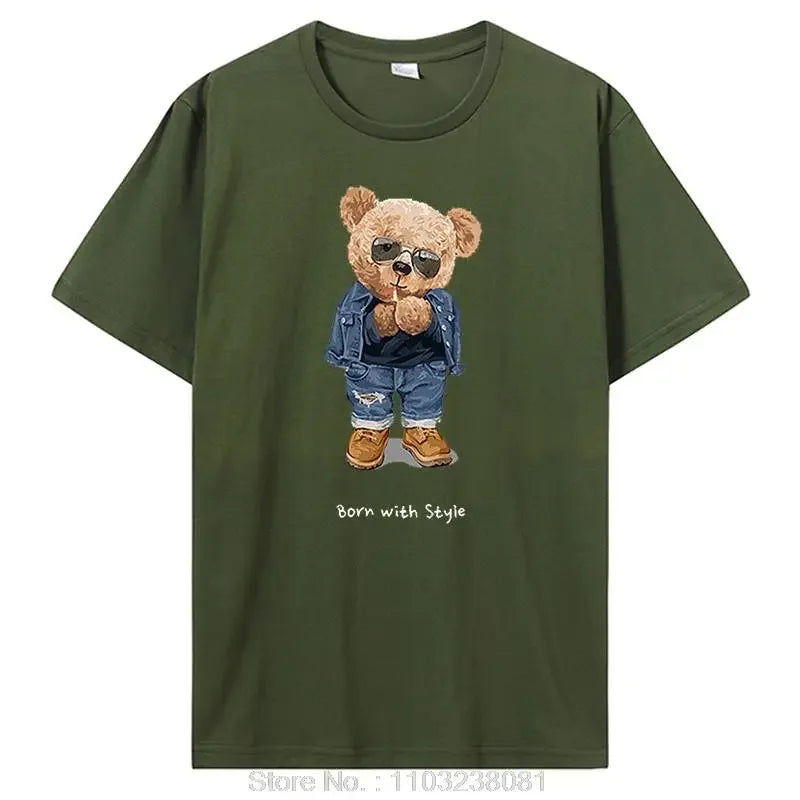 تي شيرت رجالي مضحك على شكل دب غولف للبيع الساخن، تي شيرت صيفي كاجوال من القطن، ملابس للجنسين، تي شيرت رجالي، ملابس الشارع، هاراجوكو