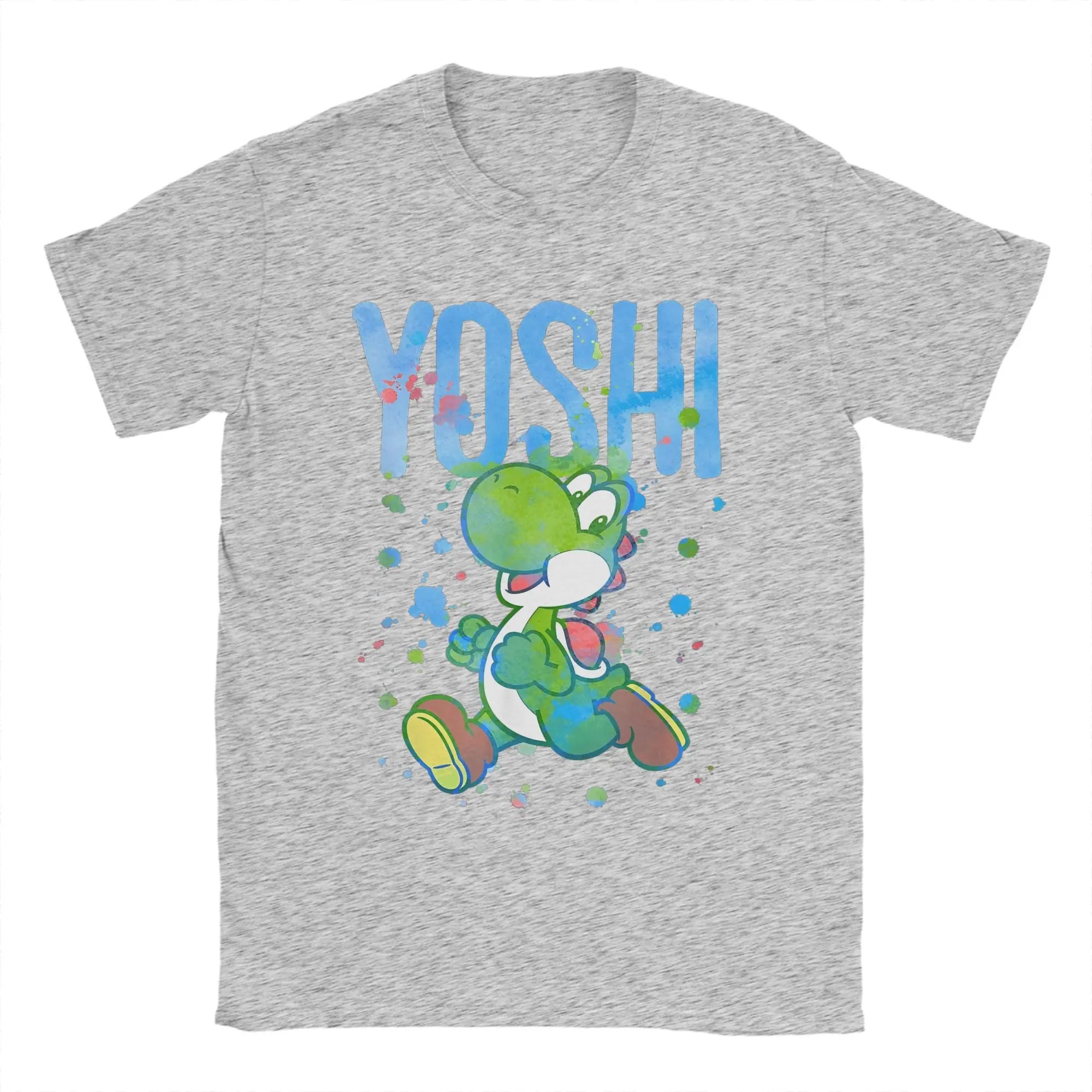 تي شيرت رجالي بألوان مائية من سوبر ماريو يوشي، تي شيرتات أنمي كلاسيكية بأكمام قصيرة ورقبة دائرية، ملابس جديدة من القطن الخالص