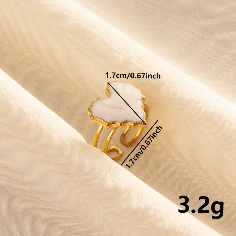 خاتم أبيض مطلي بالذهب الحقيقي بتصميم نجمة وقلب وعين، مفتوح وقابل للتعديل، مصنوع من الفولاذ المقاوم للصدأ بتصميم عتيق، مناسب للنساء والرجال، مجوهرات عيد ميلاد