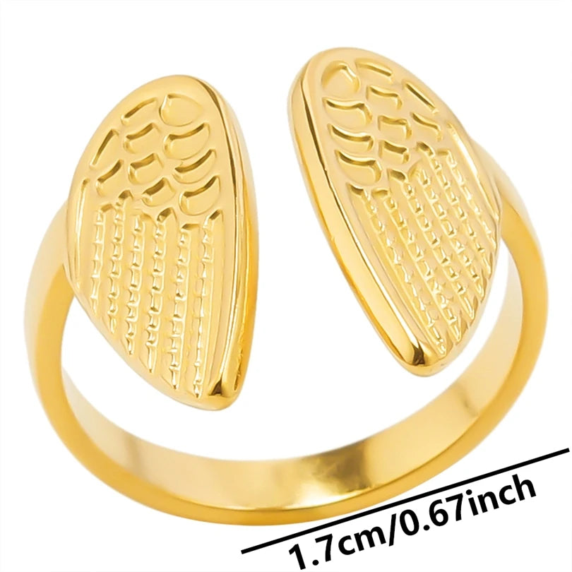 خواتم من الفولاذ المقاوم للصدأ مطلية بالذهب الحقيقي، 1/5 قطع/مجموعة، إكسسوارات للنساء والرجال، خاتم مفتوح قابل للتعديل بتصميم فراشة وقلب سميك