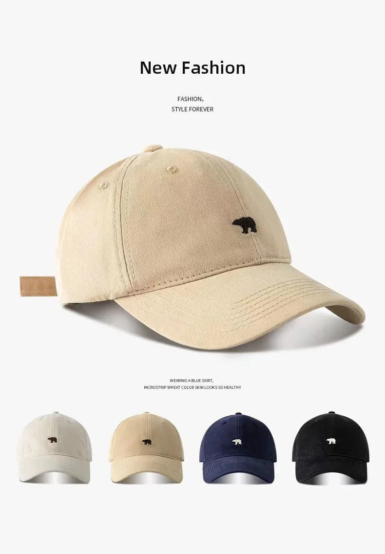 قبعة بيسبول قطنية خفيفة الوزن بتطريز الدب القطبي لحماية من الأشعة فوق البنفسجية لفصل الربيع والصيف والخريف