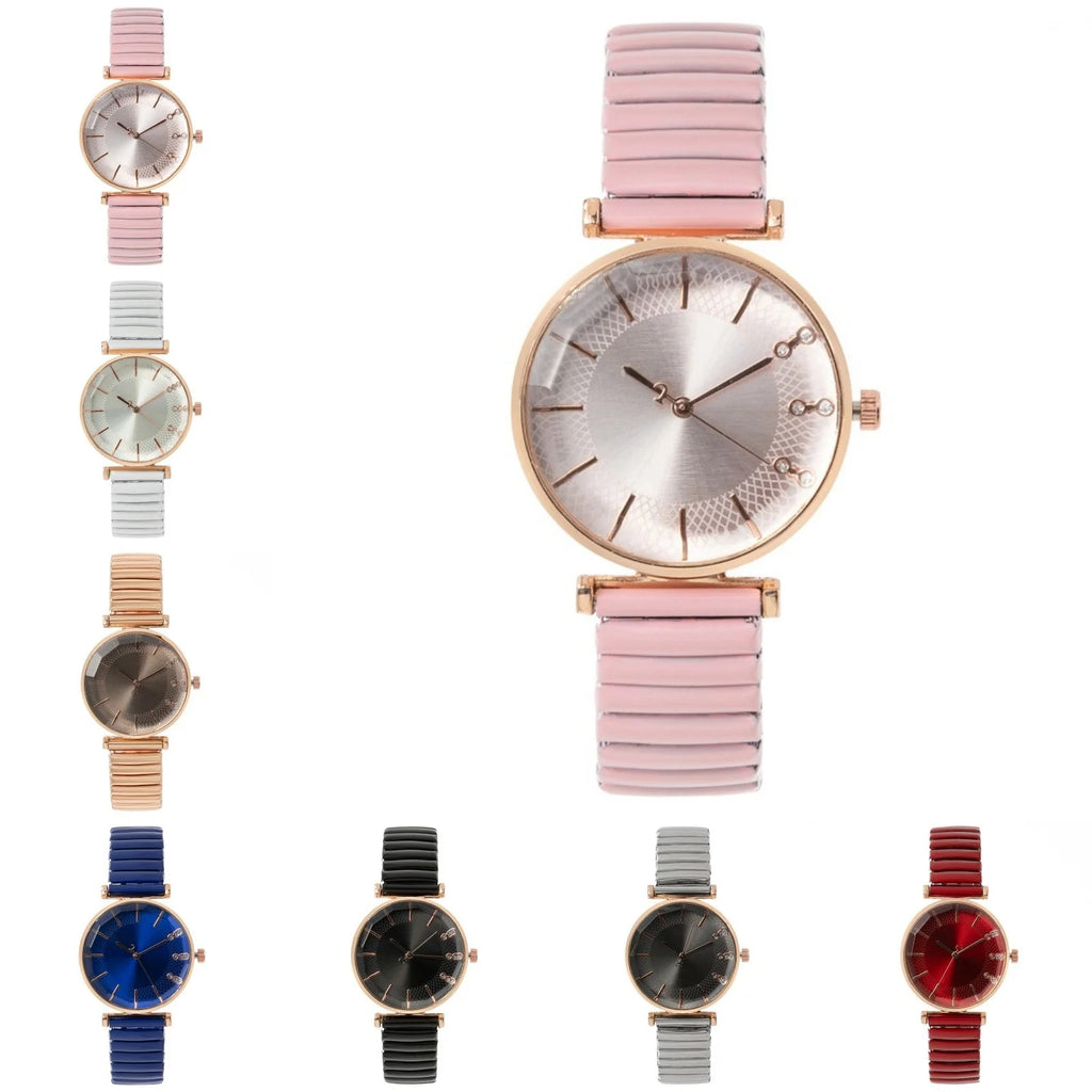 ساعة فاخرة بسيطة من الكريستال الأزرق، كوارتز نسائية، سوار مطاطي من الفولاذ المقاوم للصدأ، ساعة أنيقة وعصرية للنساء