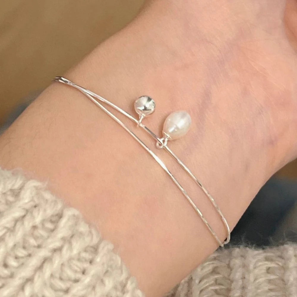 سوار PANJBJ من الفضة الإسترلينية عيار 925 عالي الجودة للنساء مصنوع من خرز الحب الكوري مجوهرات حلوة هدية شحن مباشر