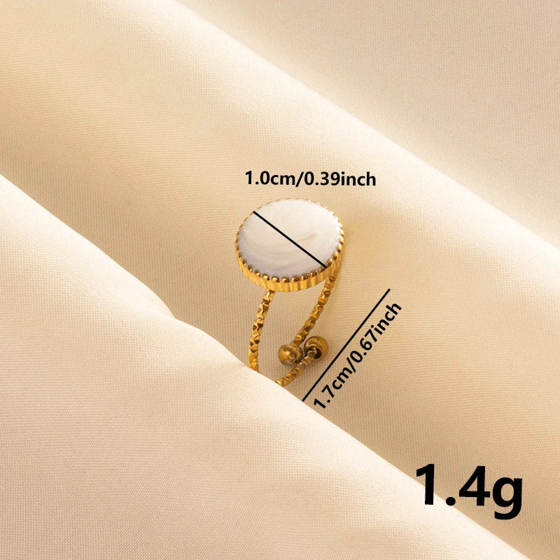 خواتم مفتوحة فاخرة بتصميم غير منتظم من الفولاذ المقاوم للصدأ، مطلية بالمينا البيضاء، بلون ذهبي بوهيمي، قابلة للتعديل، مناسبة للنساء، هدايا مجوهرات ساحرة