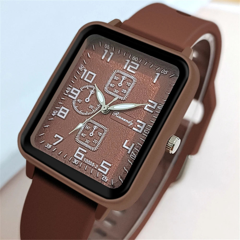 ساعات نسائية جديدة من ماركات عالمية لعام 2025، ساعة رياضية مربعة الشكل، كوارتز، سوار سيليكون أزرق آمن، ساعة يد أنيقة، هدية مثالية.