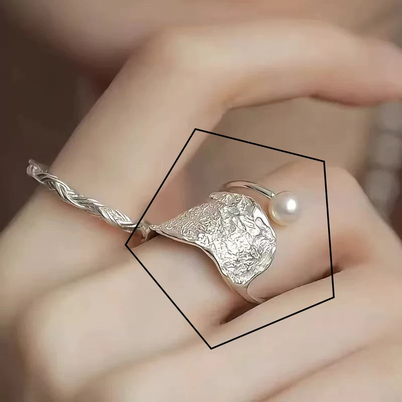 خاتم مفتوح من الفضة الإسترليني عيار 925 بتصميم بانك على شكل قلب، بتصميم هندسي غير منتظم، قابل للتكديس، هدية مجوهرات للنساء والفتيات، خدمة توصيل مباشرة بالجملة