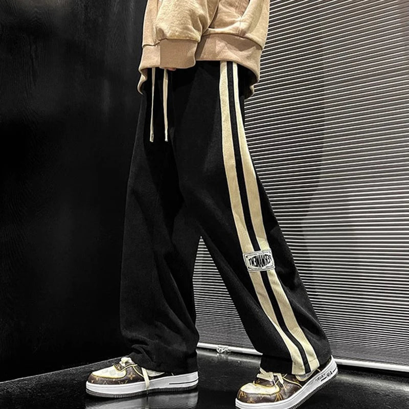 High Street Casual Pants Men Wide-leg Straight Corduroy Trousers Spring Autumn Fashion Jogger Couple Streetwear new sweatpants