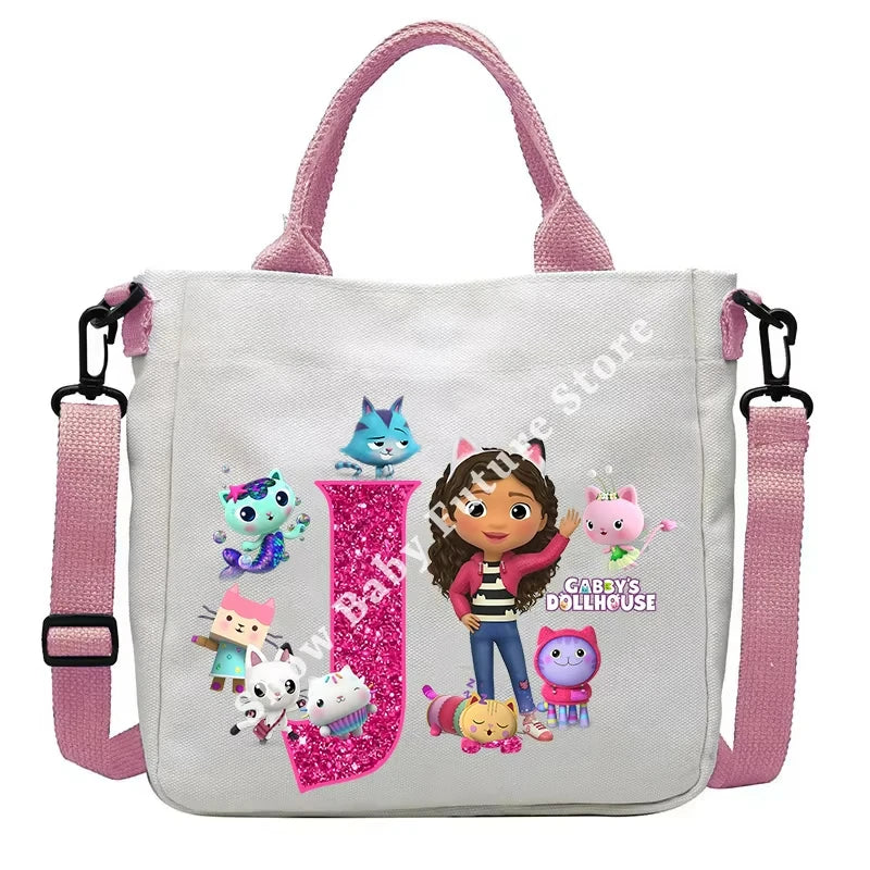 حقيبة كتف أنيقة بتصميم بيوت الدمى غابي للأولاد والبنات على شكل أنمي وحقيبة حمل أنيقة عليها حروف كرتونية وحقيبة يد من القماش وحقيبة كروس بودي وهدايا أعياد الميلاد