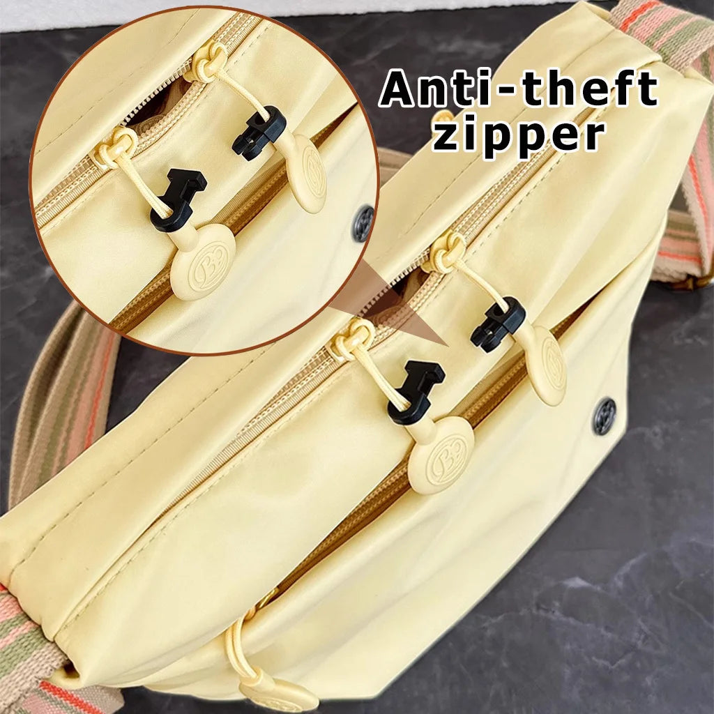 حقيبة كروسبودي نسائية من النايلون فائق الخفة، بحزام عريض قابل للتعديل، وخفيفة الوزن، مزودة بسحاب إغلاق، حقيبة أنيقة للمراسلة