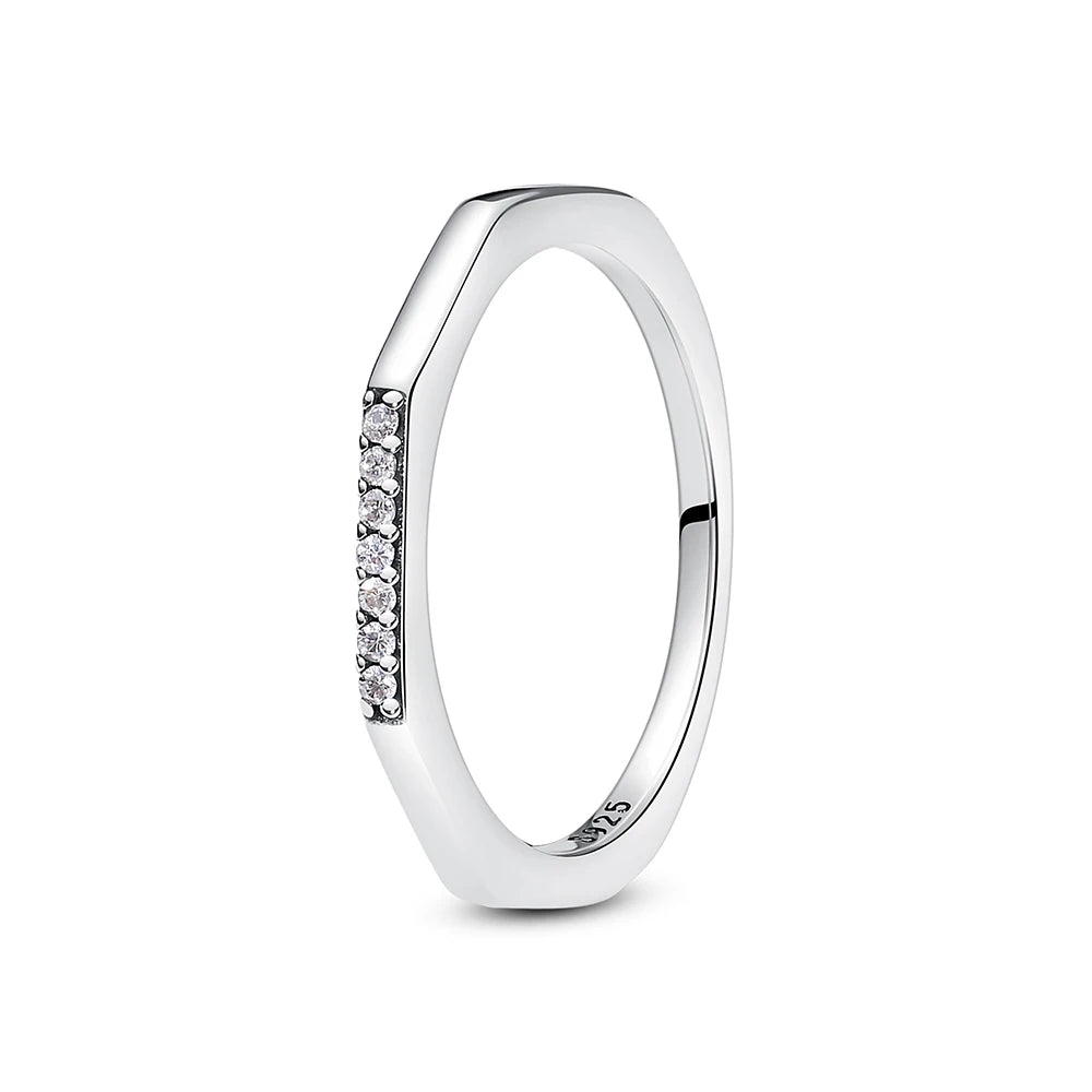 خواتم فضة إسترليني عيار 925 للنساء، بتصميم تاج أصلي، وقلب، وعظمة الترقوة، وخاتم خطوبة وزفاف من الذهب الوردي مرصع بالكريستال، مجوهرات فاخرة