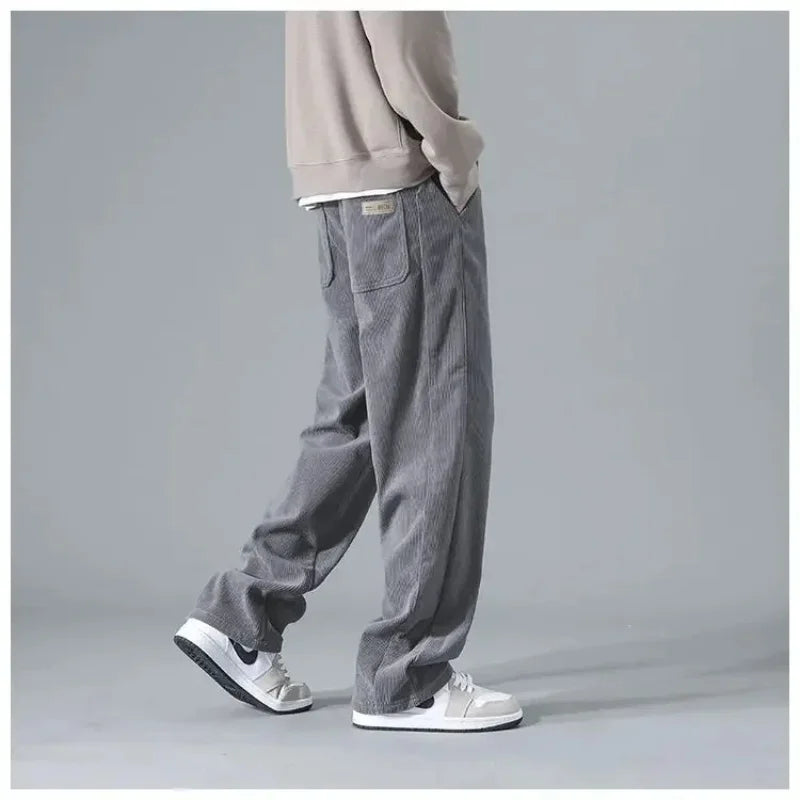 2025 Spring Autumn New Men'S Corduroy Straight Leg Pants Men comfort Loog Trousers Style Trendy Casual Sports Jogging pants