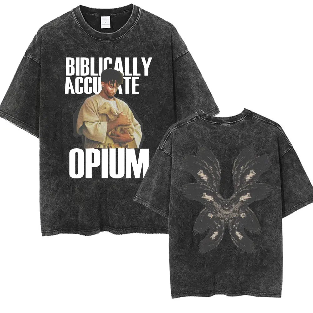 تي شيرت رجالي كبير الحجم مطبوع عليه شعار فرقة بلاي بوي كارتي I AM MUSIC من Opium Ken Carson Narcissist Tour