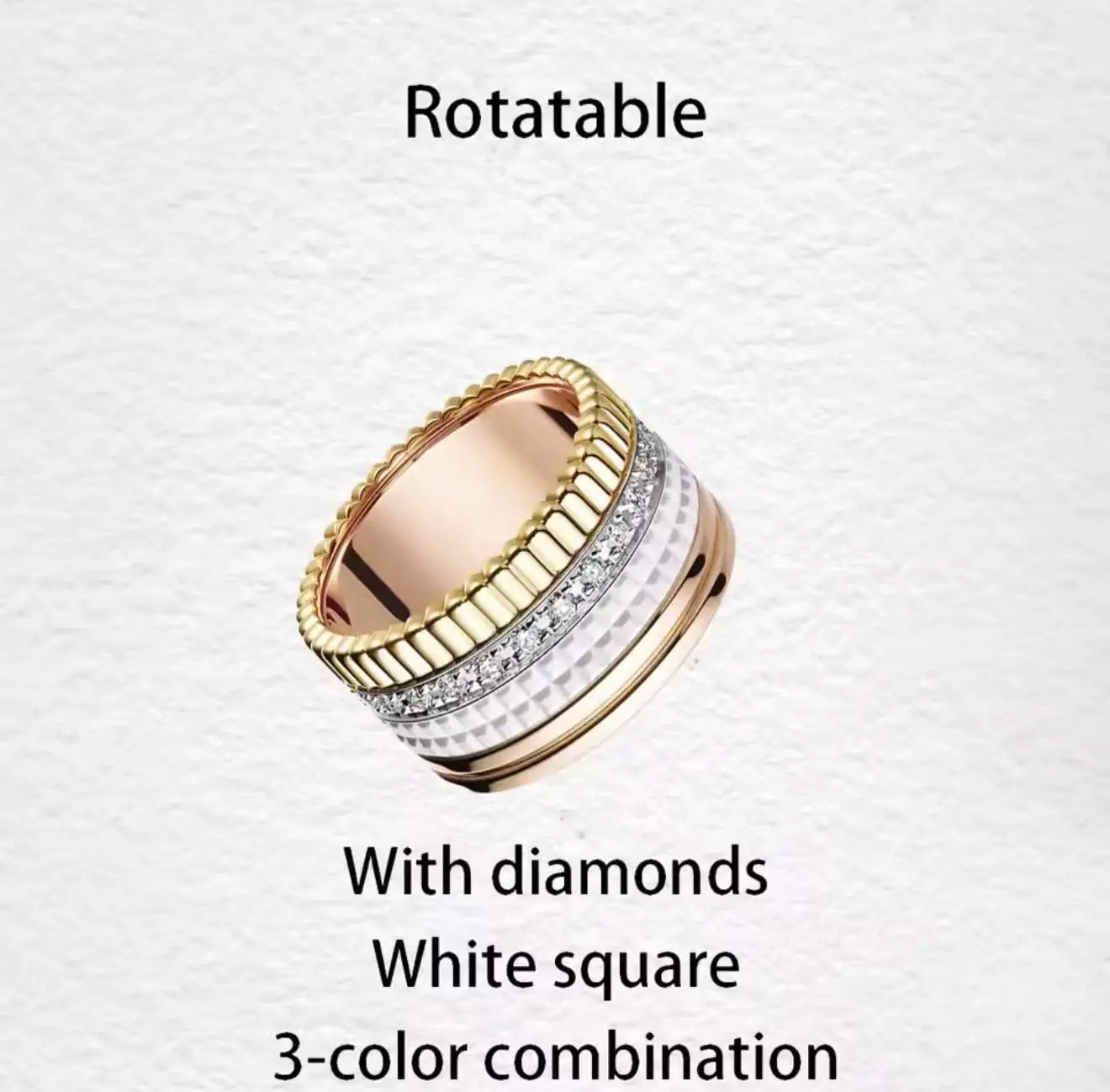 خواتم دوارة فاخرة على الطراز الفرنسي للرجال والنساء قابلة للدوران مصنوعة من مادة الموزانيت عالية الجودة باللونين الأسود والأبيض هدية للمهرجانات