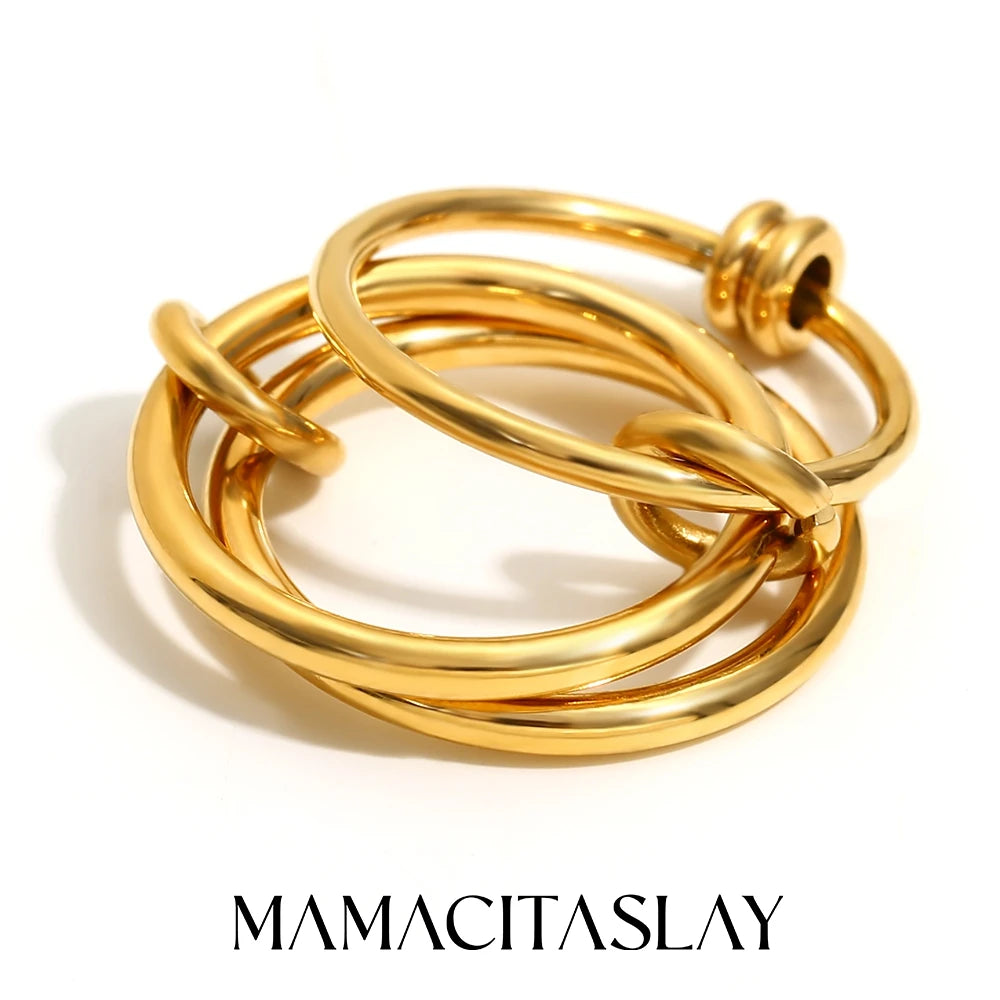 خواتم MamacitaSlay الفريدة الرائعة ذات الثلاثة أو الأربعة أصابع على شكل سلسلة من الفولاذ المقاوم للصدأ، مجوهرات عصرية مقاومة للماء للنساء والرجال، هدايا