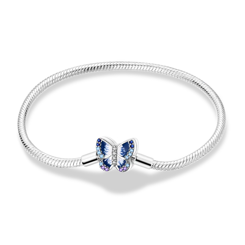 أساور من الفضة الإسترلينية عيار 925 بطول 17-20 سم على شكل فراشة على شكل ورقة البرسيم الأصلية تناسب خرز سحر DIY مجوهرات نسائية أنيقة