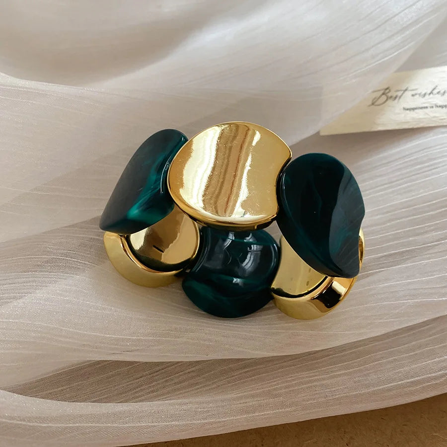 أساور من الراتنج بحبل مطاطي دائري متعدد الأنماط للنساء أساور أكريليك عتيقة ملطخة مجوهرات حفلات شخصية K1