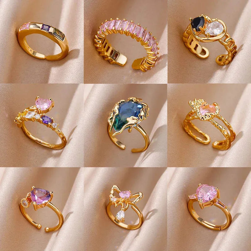 خواتم زركون بتصميم هرم للنساء، مصنوعة من الفولاذ المقاوم للصدأ، بتصميم قطرة الماء، قابلة للتعديل، مناسبة لحفلات الزفاف، مجوهرات أنيقة، هدية مثالية.