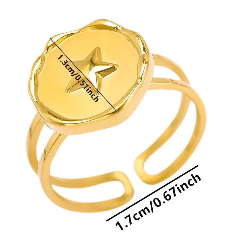 6 قطع/مجموعة خواتم أنيقة مطلية بالذهب الحقيقي من الفولاذ المقاوم للصدأ على شكل زهرة وقلب وحب وصليب خواتم مجوهرات للنساء والرجال إكسسوارات ساحرة