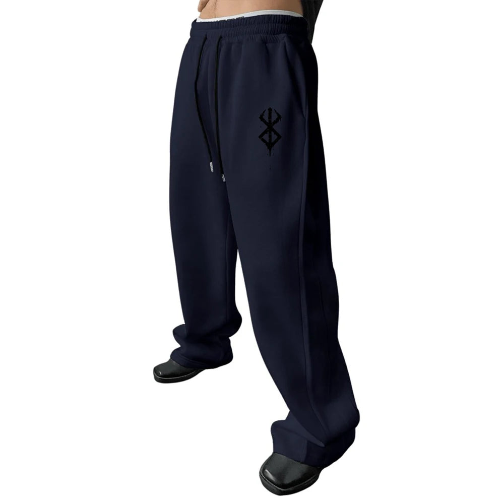 Latest Model Men's Pants Simple Print Casual Sweatpants Elastic Waist Drawstring Pants Suitable Corduroy Men Pants Vintage