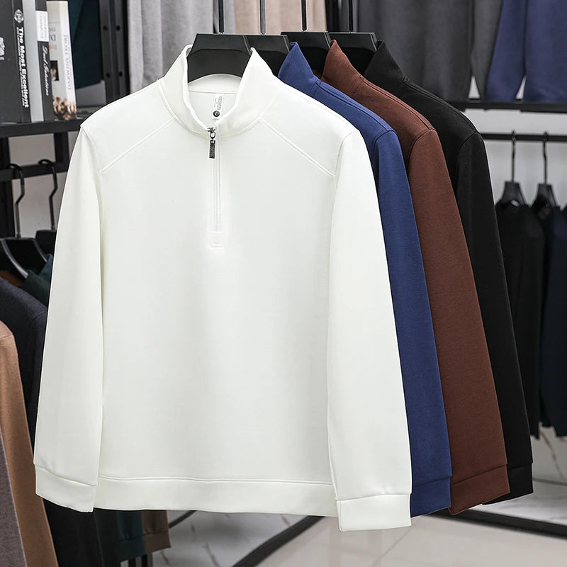 قميص رجالي بأكمام طويلة ورقبة دائرية للبيع الساخن مناسب للربيع والخريف والشباب في منتصف العمر غير رسمي على شكل حرف Z بنصف مفتوح من الأمام وعصري