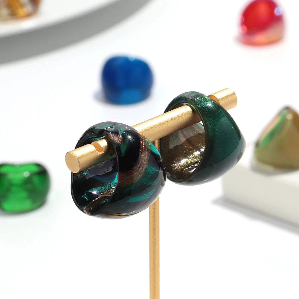 خواتم مورانو عتيقة سميكة للنساء، خواتم ليولي فريدة متعددة الألوان مخططة، مجوهرات عصرية، هدية عيد ميلاد