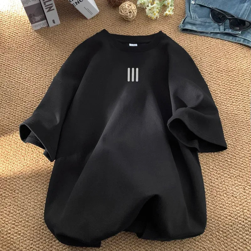 تيشيرتات رجالية واسعة، تيشيرت قطني أبيض مقاس 5XL، ملابس صيفية كاجوال، تيشيرتات مطبوعة عصرية للرجال، ملابس جديدة