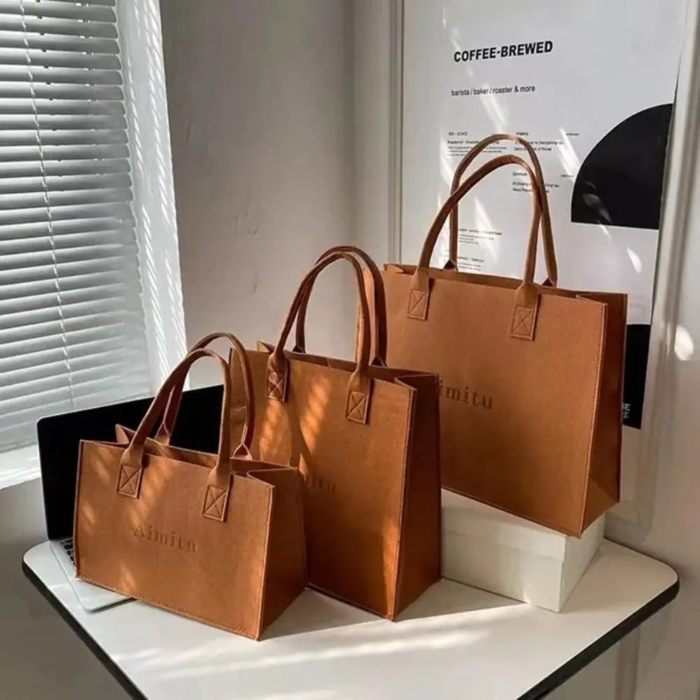 حقيبة كتف نسائية أنيقة S/M/L مصنوعة من اللباد، بسيطة بلون سادة، حقيبة رسول، حقيبة يد كبيرة السعة، حقائب سفر غير رسمية، حقائب كروس بودي