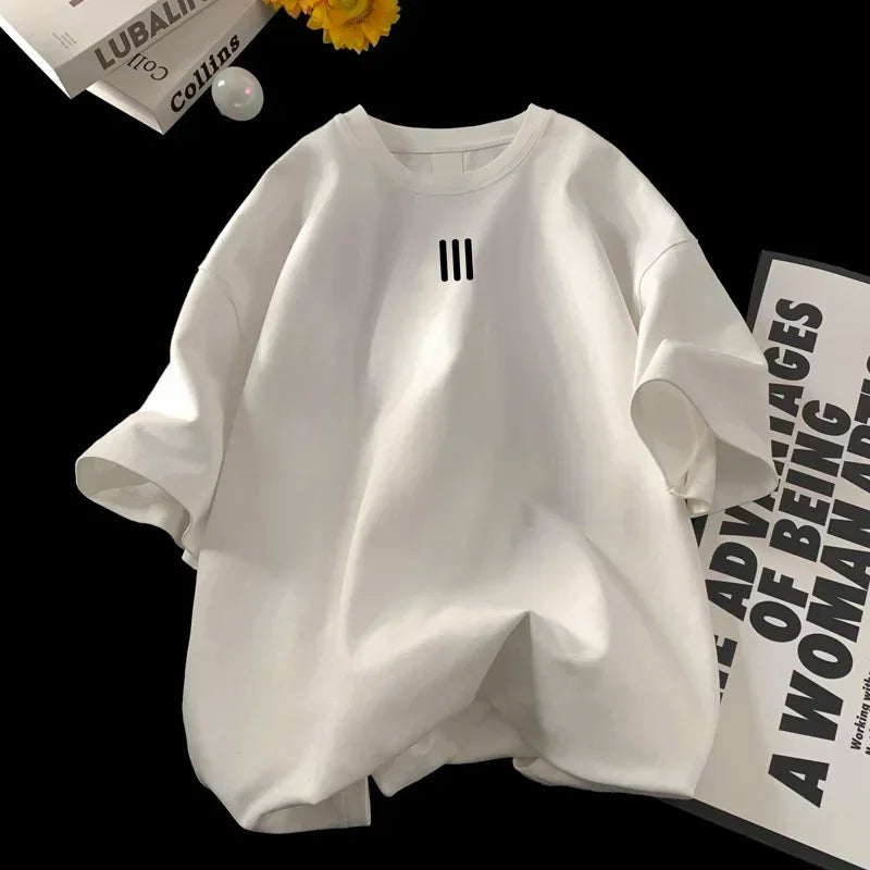 تيشيرتات رجالية واسعة، تيشيرت قطني أبيض مقاس 5XL، ملابس صيفية كاجوال، تيشيرتات مطبوعة عصرية للرجال، ملابس جديدة