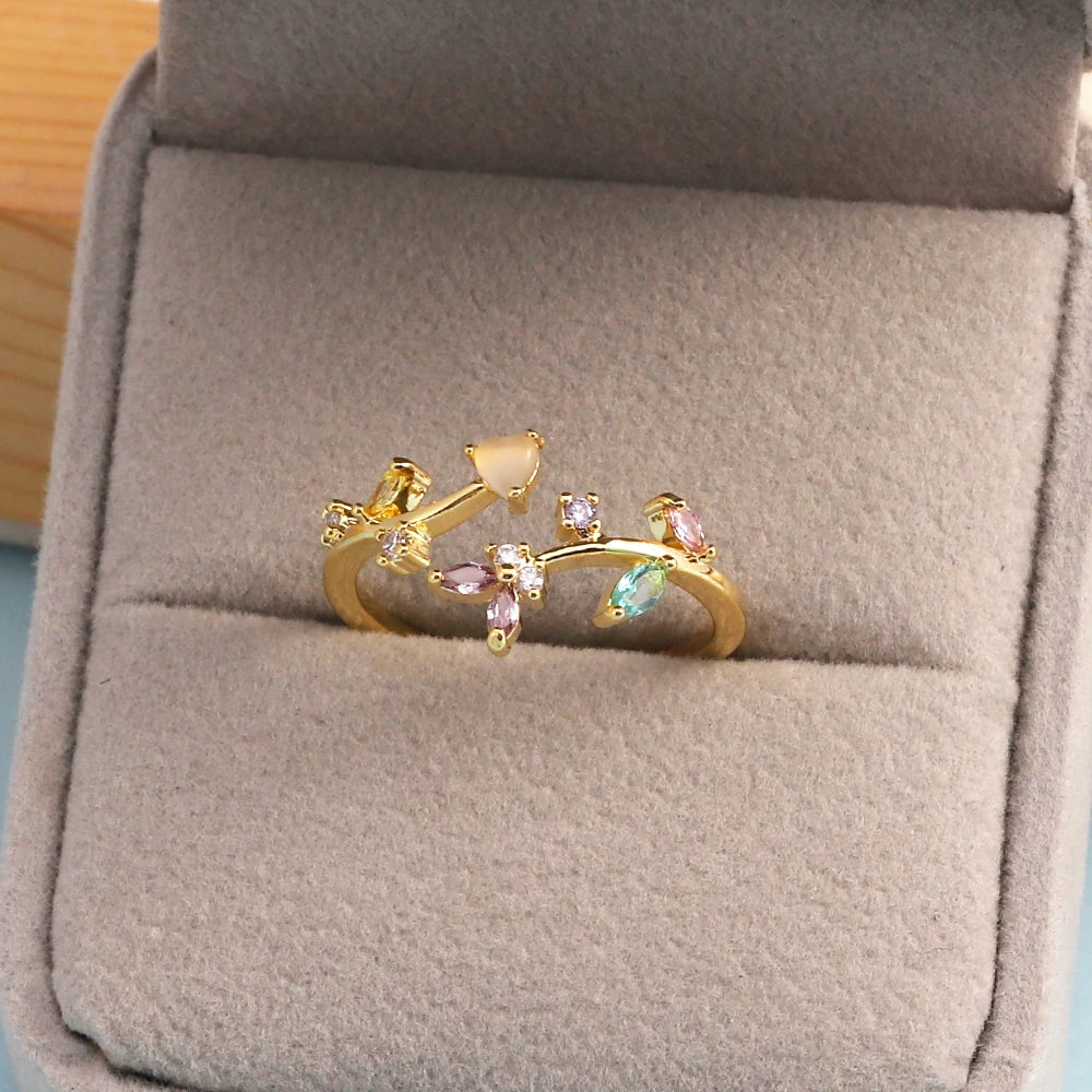 خواتم زهور مرصعة بالزركون المكعب بألوان زاهية ومتألقة للنساء، خاتم فاخر مزين بفيونكة من الزركون الوردي، مجوهرات زفاف للزوجة والصديقة