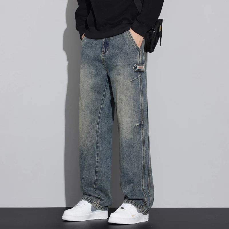 N Jeans Men 2025 New Fall and Winter Retro Fashion Brand Wash Loose Straight-leg Long Pants Men