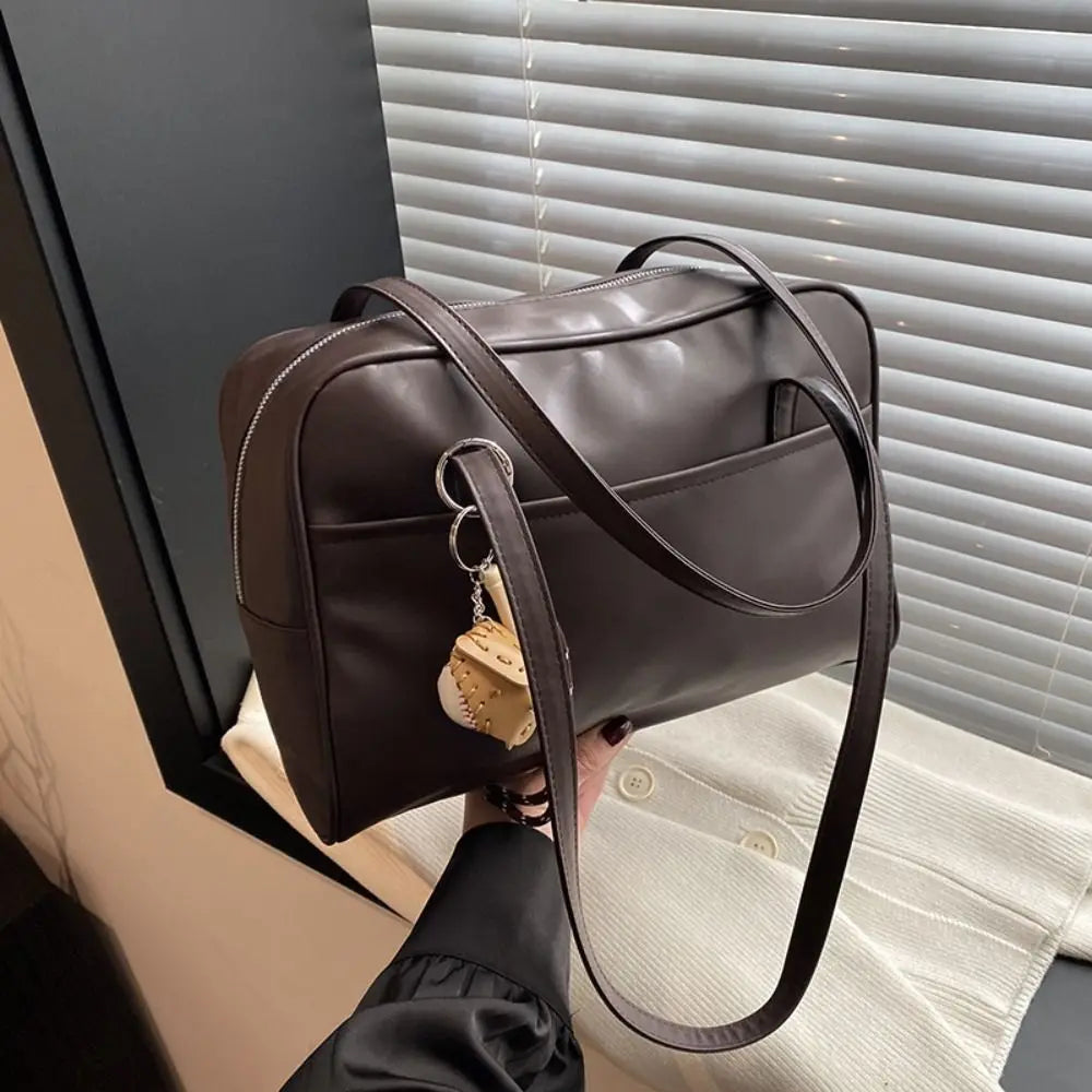 حقيبة كتف ريترو من جلد البولي يوريثان بسعة كبيرة وحقيبة كروس بودي وحقيبة حمل