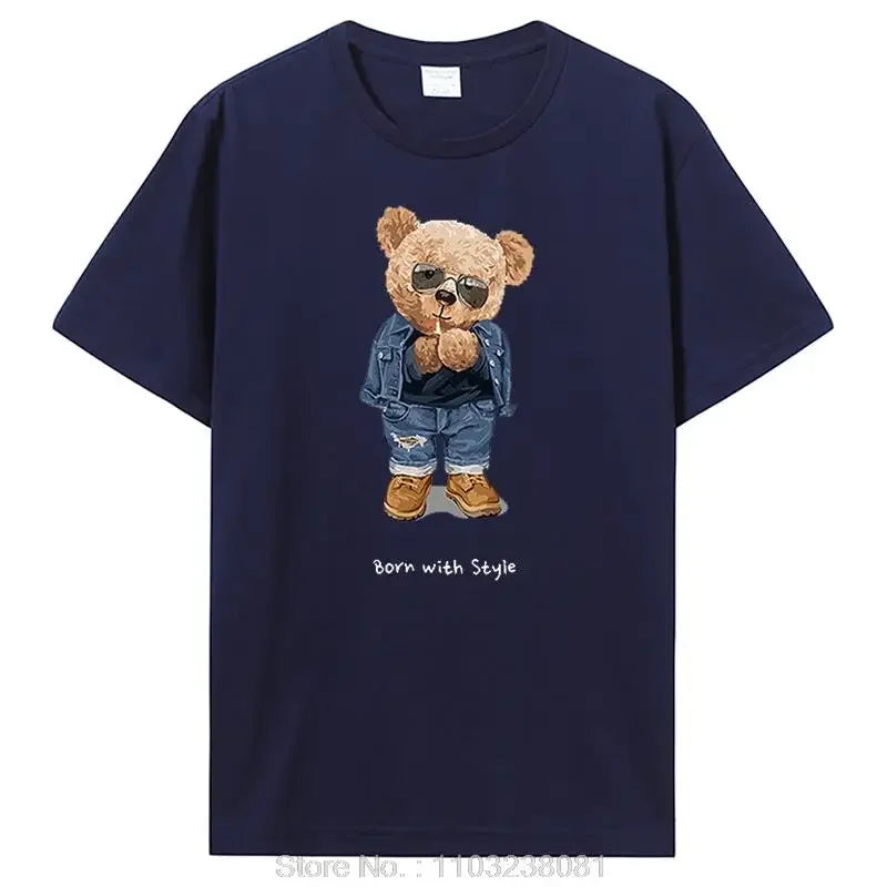 تي شيرت رجالي مضحك على شكل دب غولف للبيع الساخن، تي شيرت صيفي كاجوال من القطن، ملابس للجنسين، تي شيرت رجالي، ملابس الشارع، هاراجوكو