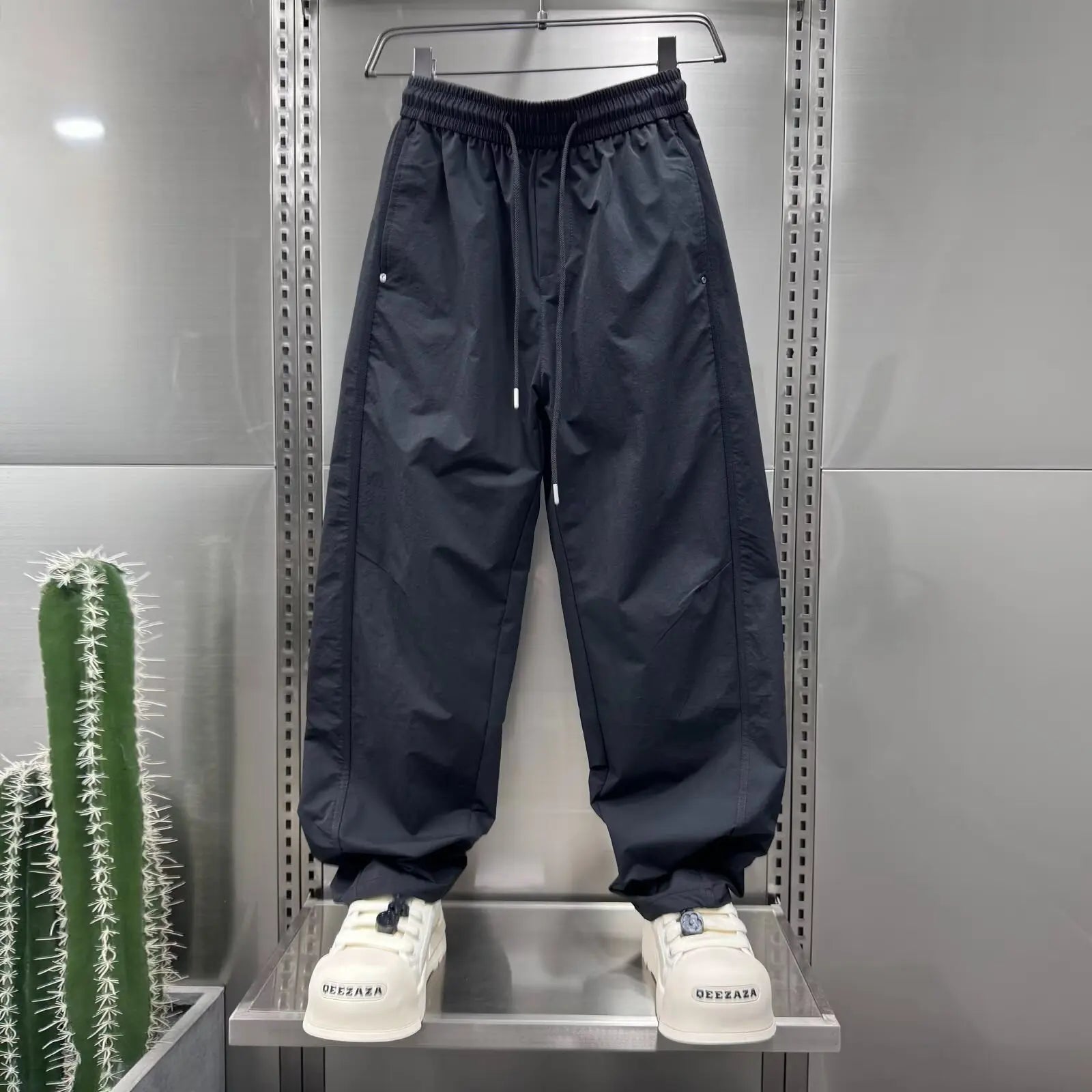 2025 New Trendy Brand Loose Wide Leg Pants Summer Casual Pants Men's Puff Handsome Work Pants Versatile Straight Leg Sports Pant